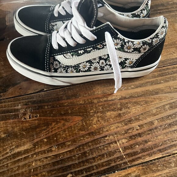 Vans Old Skool Daisy Black and White Shoes Girls Size 3 - Picture 4 of 6